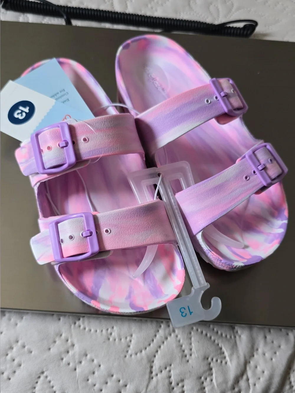 Cat & Jack Girls Pink Purple Tie Dye Buckle Sandals Size 13 NWT